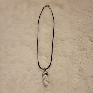 White/black marbled stone necklace 